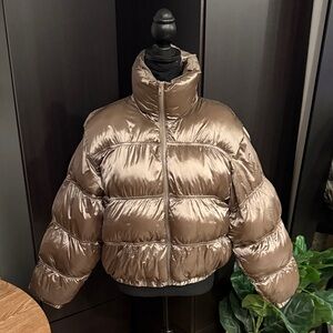 Wild Fable Shiny Bronze Puffer Jacket